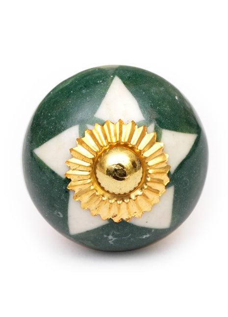 Green Drawer Cabinet Knob With White Star