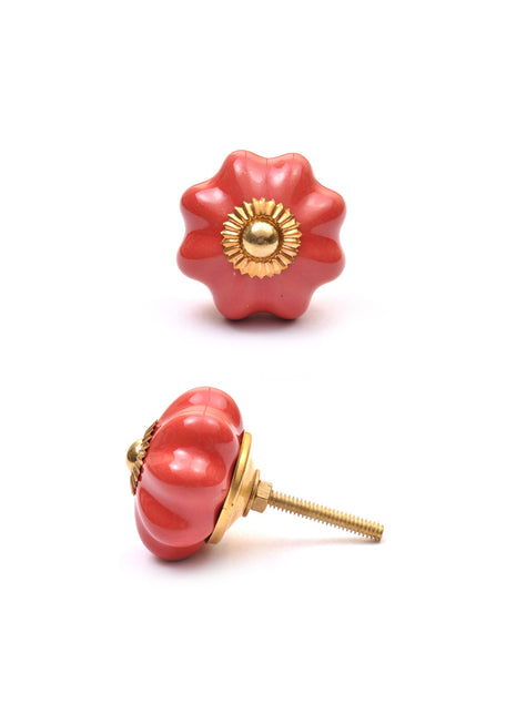Solid Red Flower Shaped Kitchen Cabinet Knob