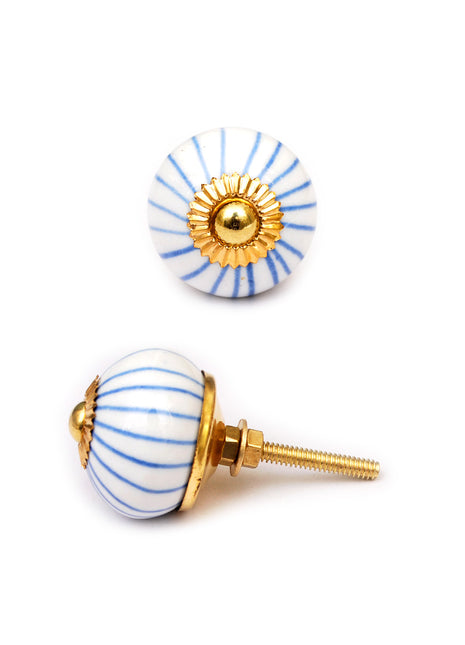 White Lining Spiral Cabinet Ceramic knob