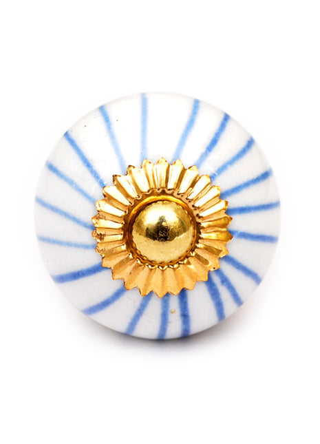 White Lining Spiral Cabinet Ceramic knob