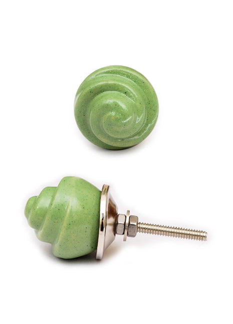 Stylish Shell Carved Green Ceramic Dresser Cabinet Knob