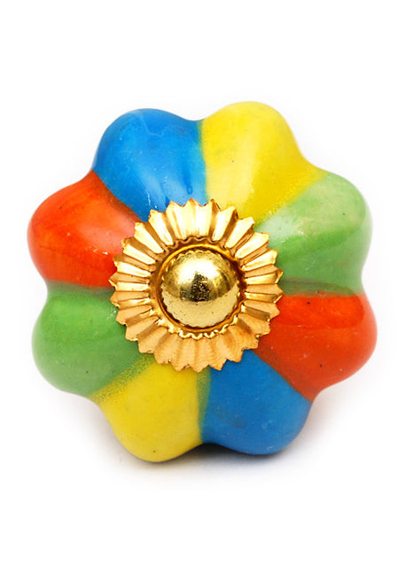 Multicolor Flower Shaped Ceramic Kitchen Cabinet Knob