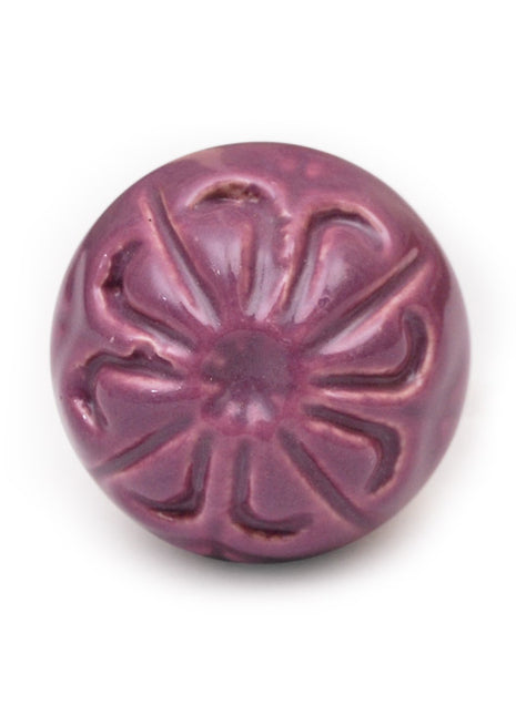 Stylish Shell Carved Purple Ceramic Kitchen Cabinet Knob