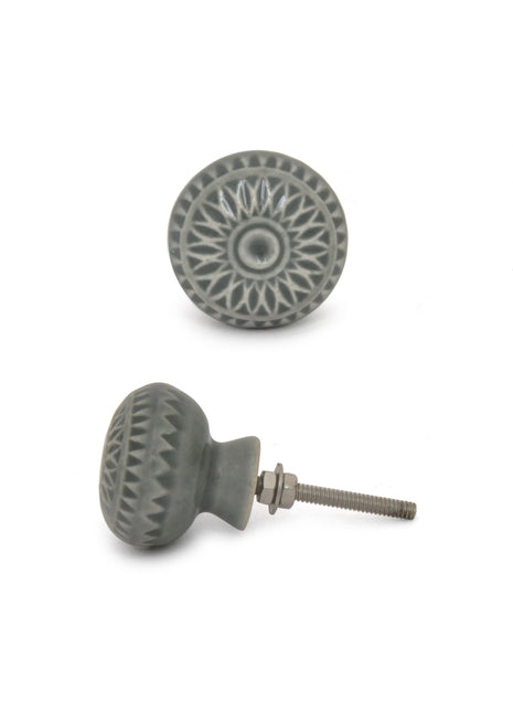 Designer Grey Base Round Ceramic Door Knob