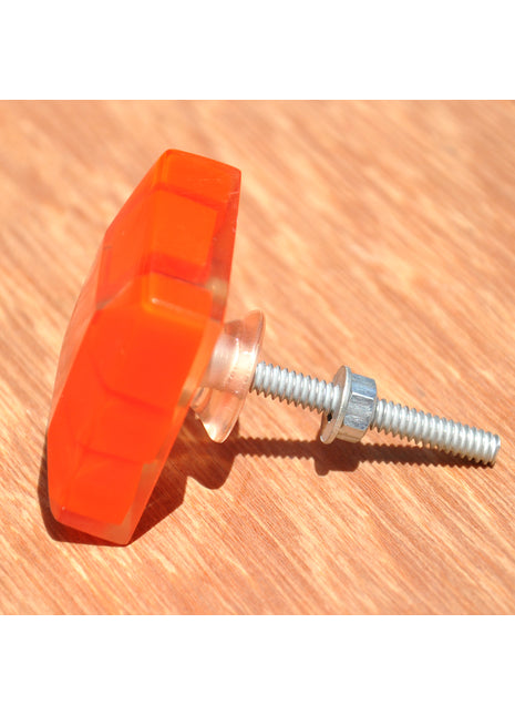 Rectangular Orange Block In Clear Transparent Square Cupboard Knob