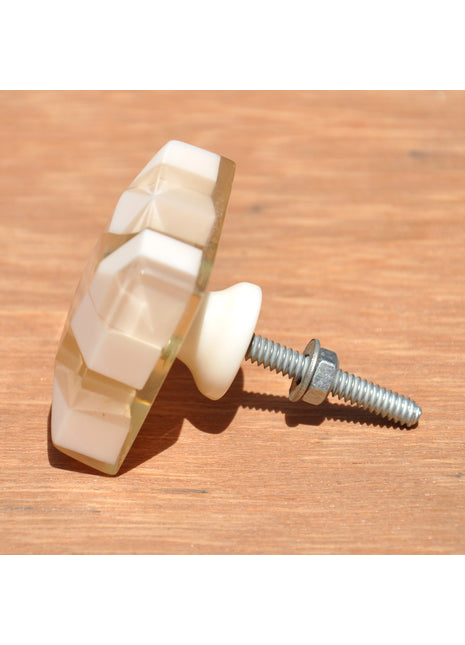 Rectangular White Blocks In Clear Transparent Square Dresser Knob