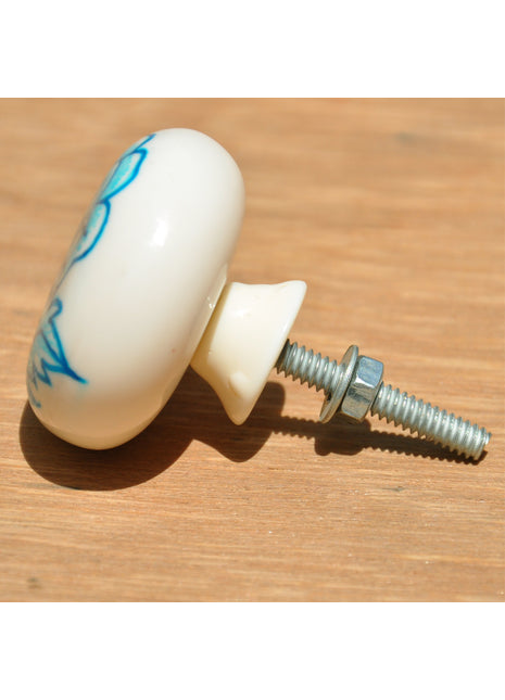 Unique Turquoise Rose Flower Resin Drawer Cabinet Knob