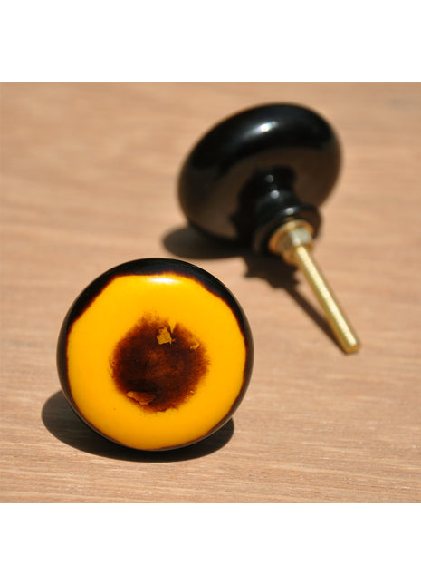 Stylish Yellow And Brown Resin Drawer Cabinet Knob