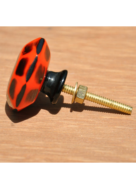 Vintage Black And Orange Octagon Resin Bathroom Cabinet Knob