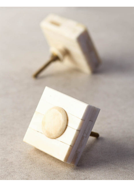 Unique Square White Resin Bone Kitchen Cabinet Knob With Circle