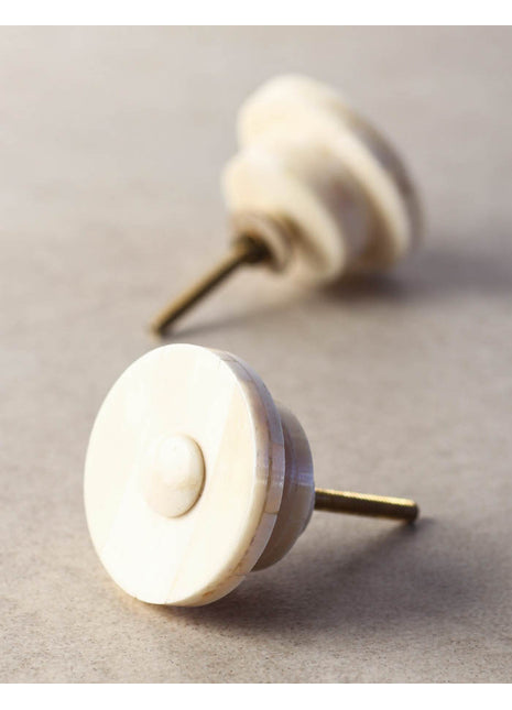 Antique White Round Bone Dresser Cabinet Knob With Circle