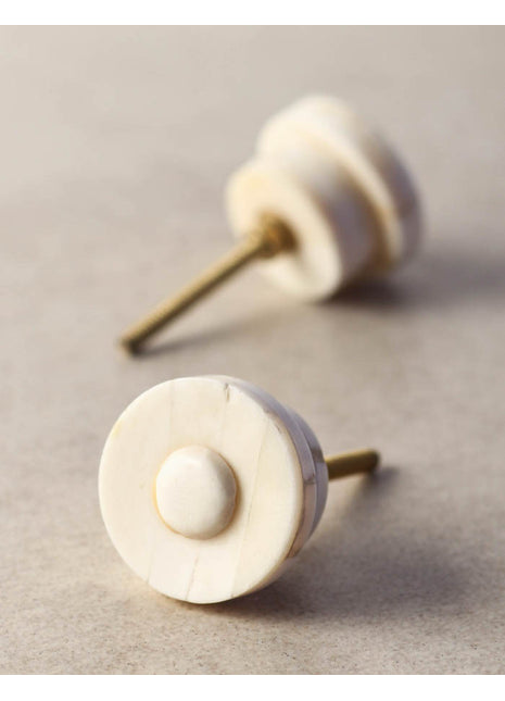 Round Cream Resin Bone Dresser Cabinet Knob With Circle