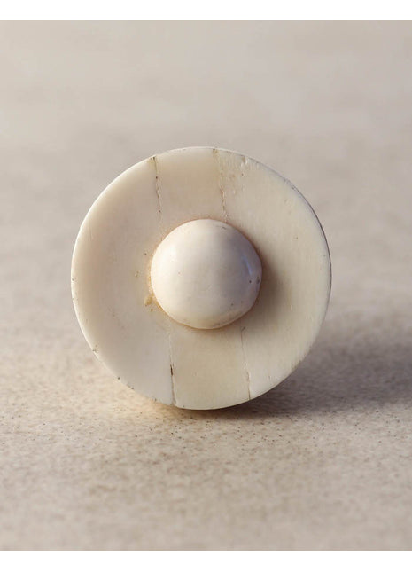 Round Cream Resin Bone Dresser Cabinet Knob With Circle