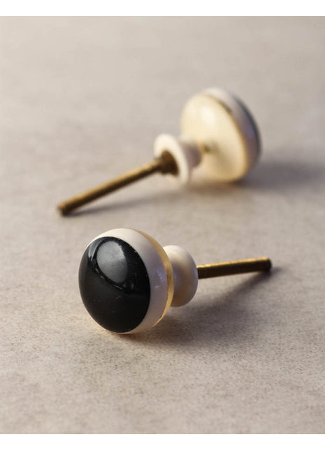 Round Black And White Resin Bone Kitchen Cabinet Knob