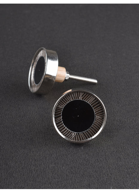 Unique Black Wooden Kitchen Cabinet Knob With Silver