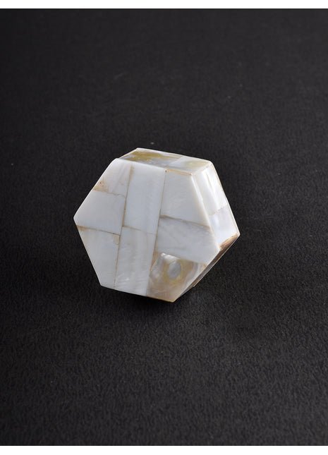 Vintage Hexagonal Shaped Mother Of Pearl Bathroom Cabinet Knob
