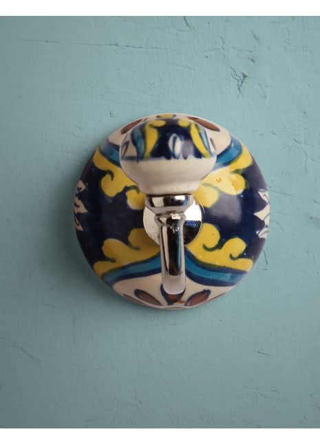 Handmade Multicolor Ceramic Round Wall Hook