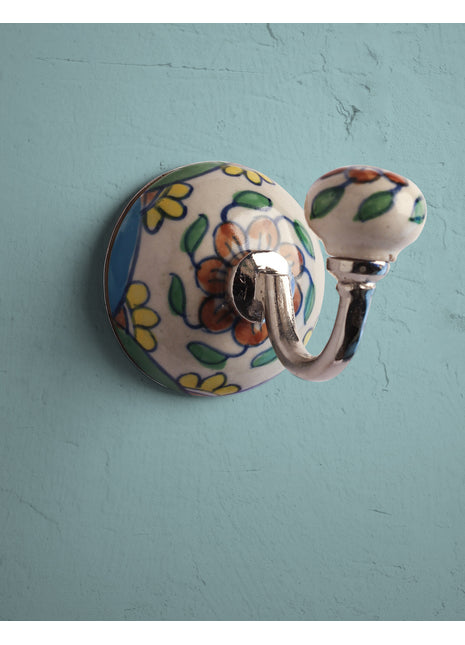 Multi flower Ceramic Decorative Wall Coat Hook