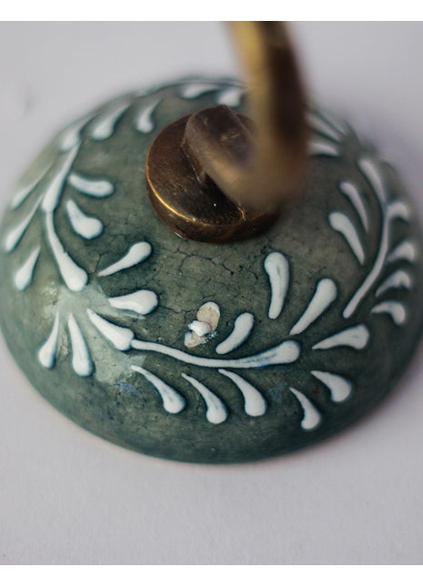 Handmade Floral Design Ceramic Round Wall Hook