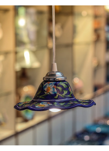Blue color blue pottery hanging lamp