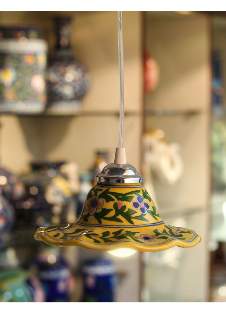 Yellow Base with Pink Flowers Hanging lamp