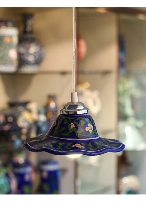 Blue Base with Green Leaves Hanging Lamp
