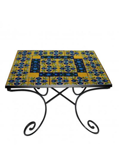 Blue Pottery Iron Coffee Table