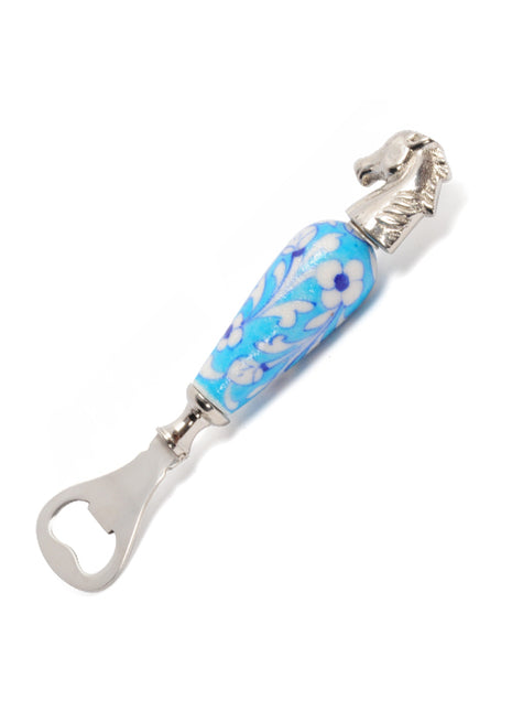 White Leaves with Turquoise Base Opener