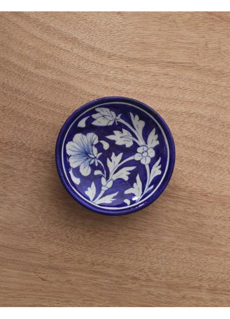 Decorative Blue and White Floral Leafy Design Plate 4 inch (Set of 4)