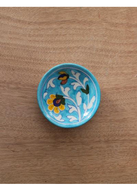 White leaf on Turquoise base Serving plate 4 inches (Set of 4)