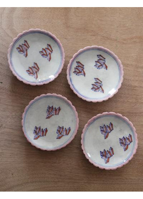 Handmade Blue Pottery Sushi Serving Plate 5 inch (Set of 4)