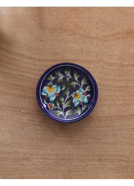 Green leaf on Blue Base Wall Plate 5 inch(Set of 4)