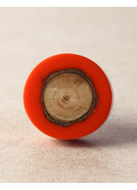 Unique Orange And Wooden Resin Round Bathroom Cabinet Knob
