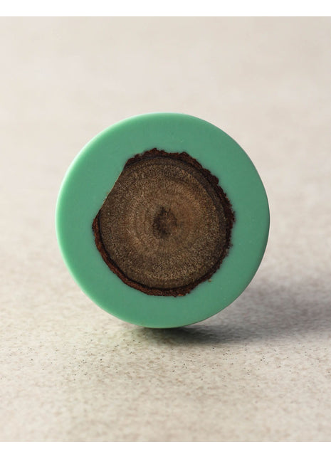 Antique Sea Green And Wooden Resin Round Kitchen Cabinet Knob