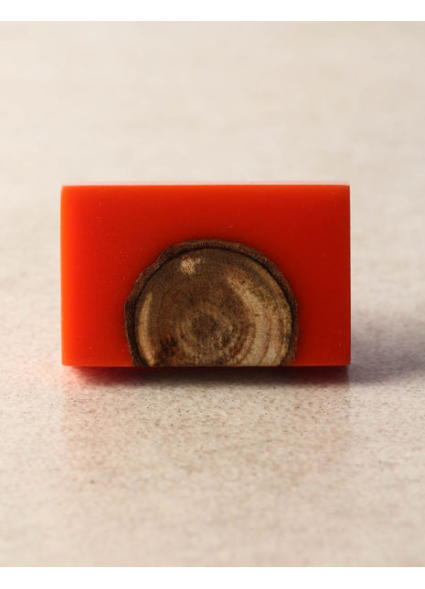 Unique Orange And Wooden Resin Rectangular Shaped Drawer Cabinet Knob