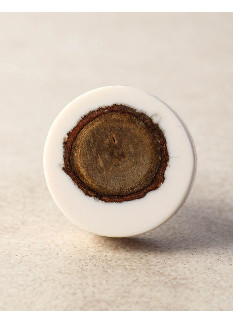 Stylish Wooden and White Resin Round Dresser Cabinet Knob