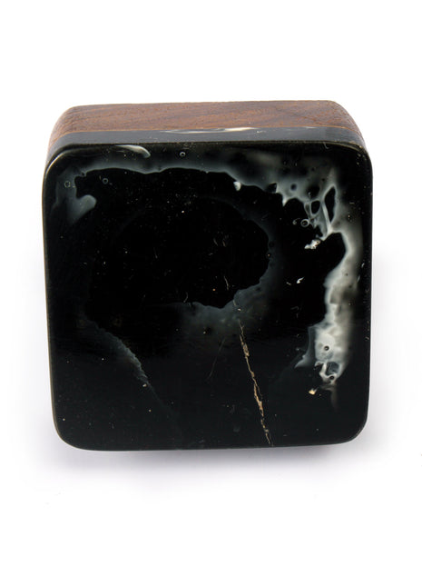 Handmade Black Resin Bathroom Cabinet Knob With Wooden Base