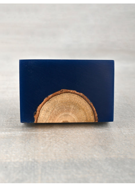 Unique Royal Blue And Wooden Resin Rectangular Shaped Kitchen Cabinet Knob