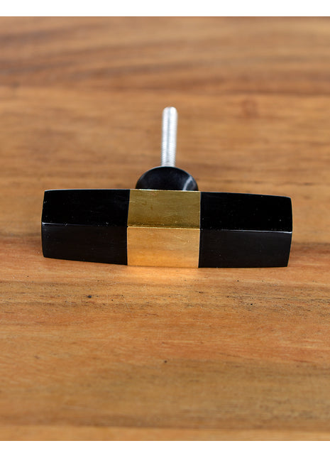 Unique Rectangular Black Kitchen Cabinet Knob With Brass Metal