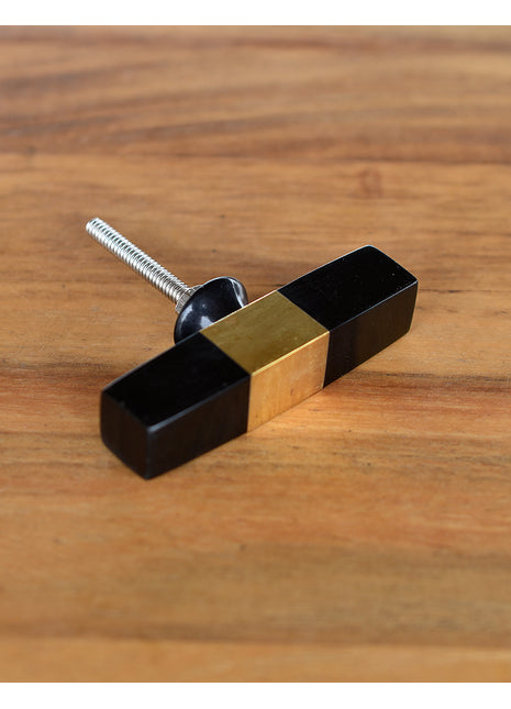Unique Rectangular Black Kitchen Cabinet Knob With Brass Metal