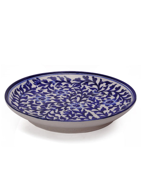 Blue Leaves on White Base Plate 12