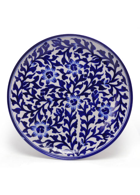 Blue Leaves on White Base Plate 12