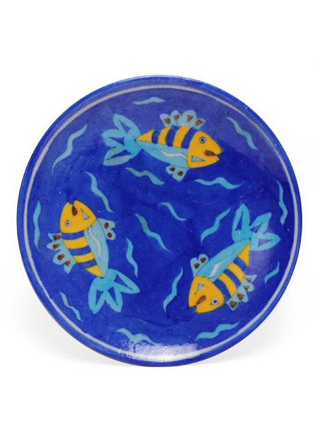 Three Fish on Blue Base Plate 8