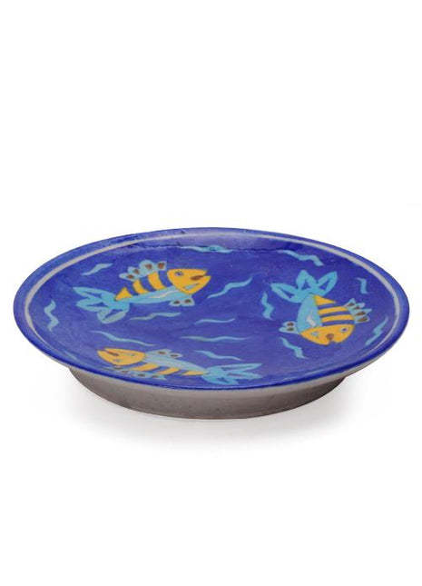 Three Fish on Blue Base Plate 8
