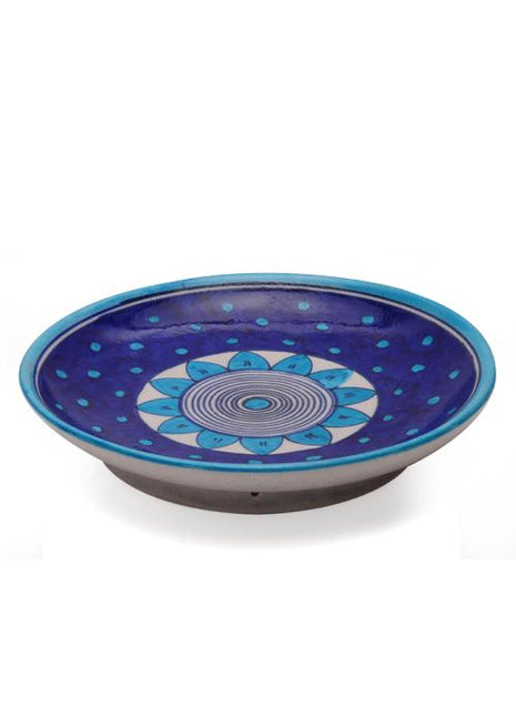 Turquoise Flower and Dots on Blue Base Plate 8