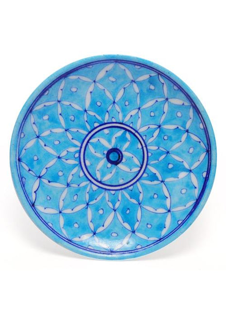 White Leaves on Turquoise Base Plate 8