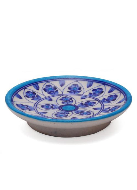 Blue leaves and Flowers on White Base Plate 5