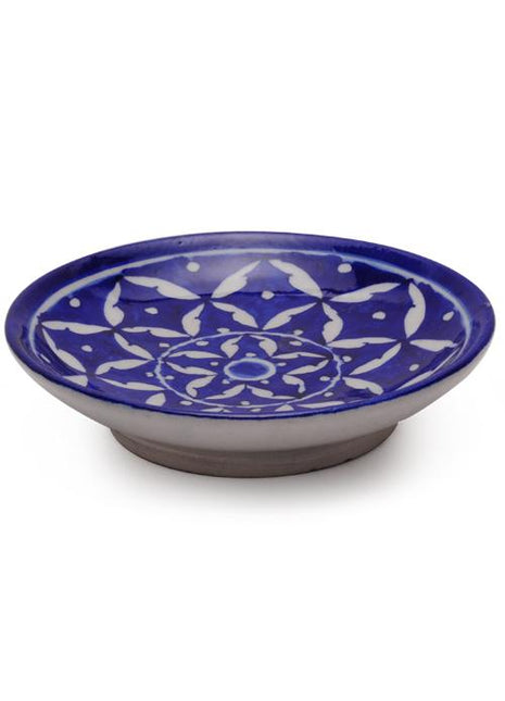 White Leaves on Blue Base Plate 5