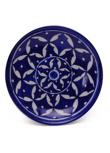 White Leaves on Blue Base Plate 5