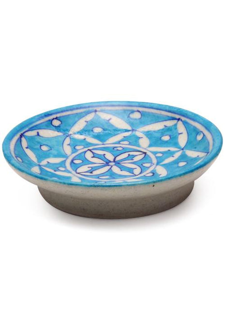 White Leaves on Turquoise Base Plate 5